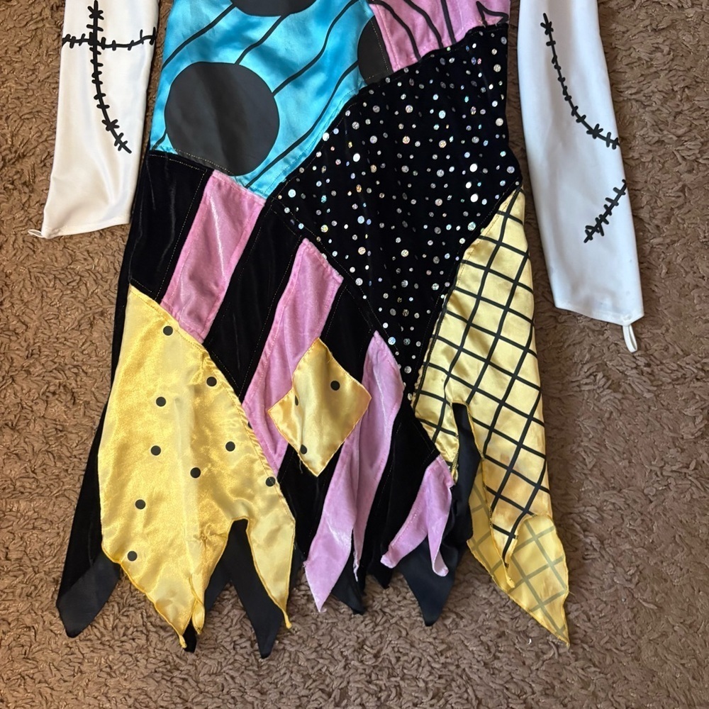 Sally Nightmare Before Christmas Colorful Patchwork Dress Medium Women Costume - Picture 2 of 4